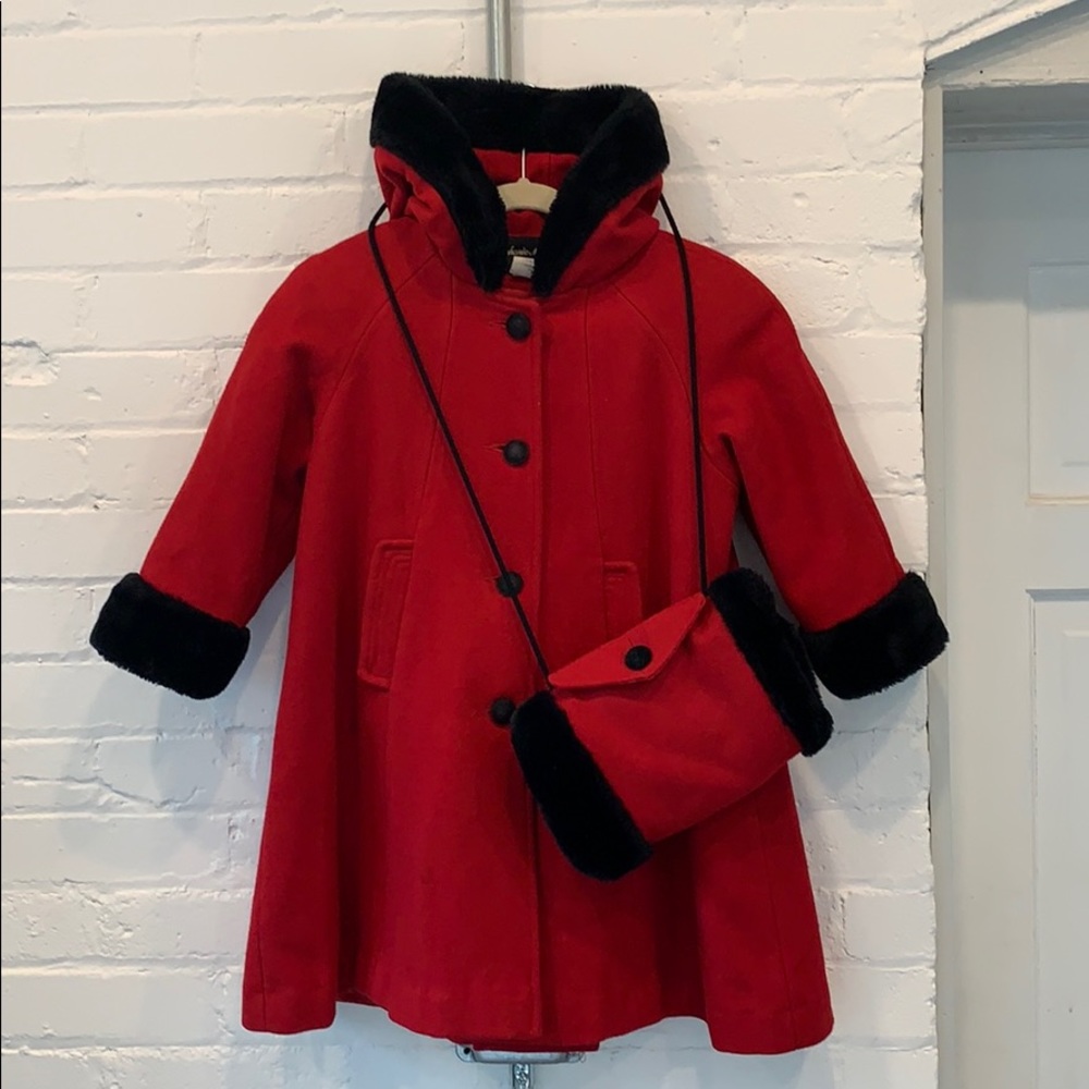 Stephanie Mathews Kids Red Wool Coat SZ 4T